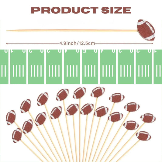 Football picks garnishing a game day drink