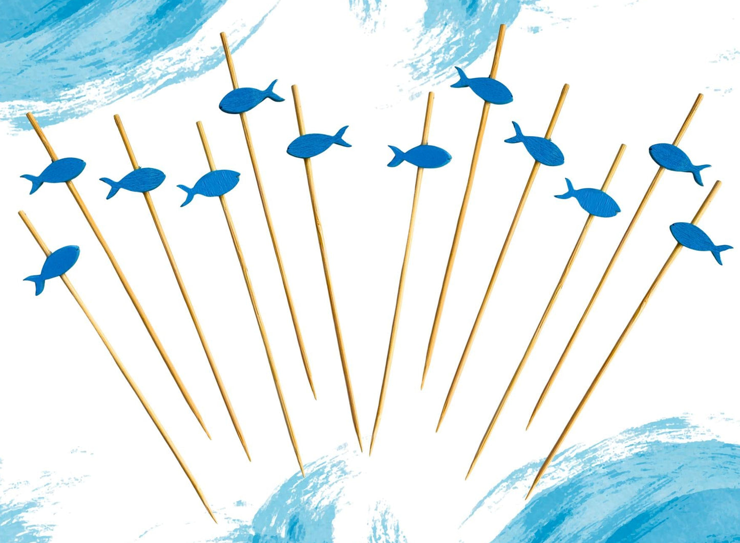 Fish Cocktail Picks, Bamboo Ocean Party Decor