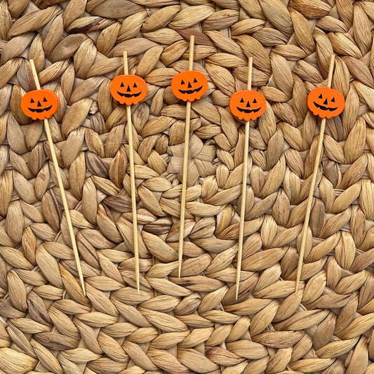 Close-up detail of pumpkin cocktail picks