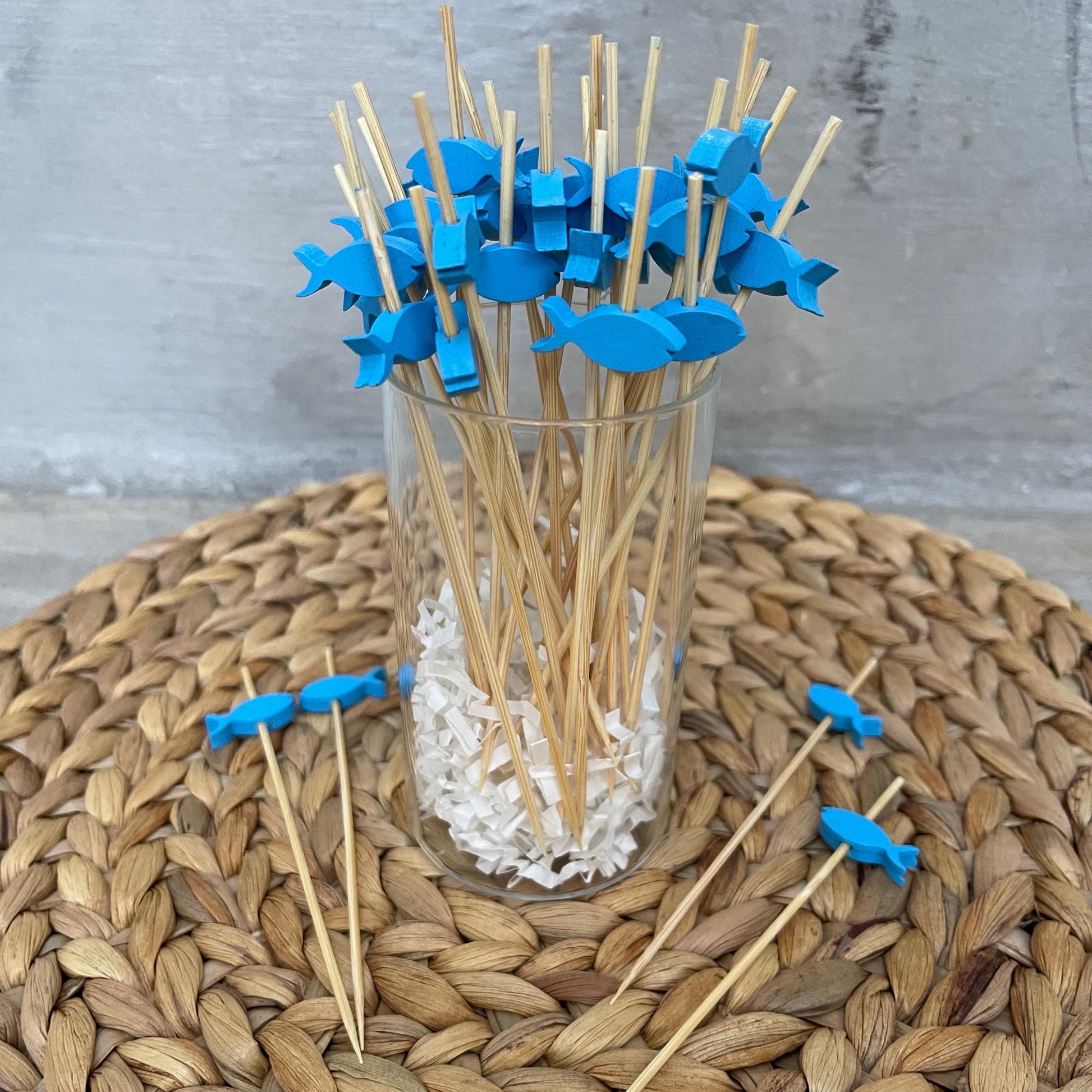 Fish Cocktail Picks, Bamboo Ocean Party Decor