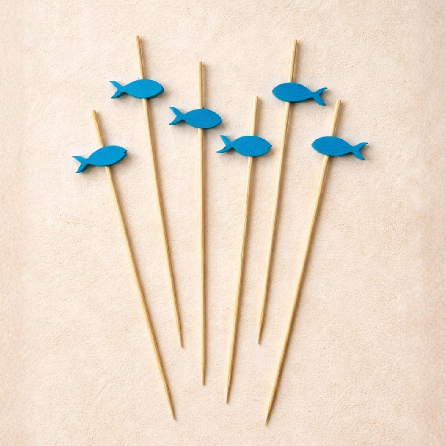 Fish Cocktail Picks, Bamboo Ocean Party Decor
