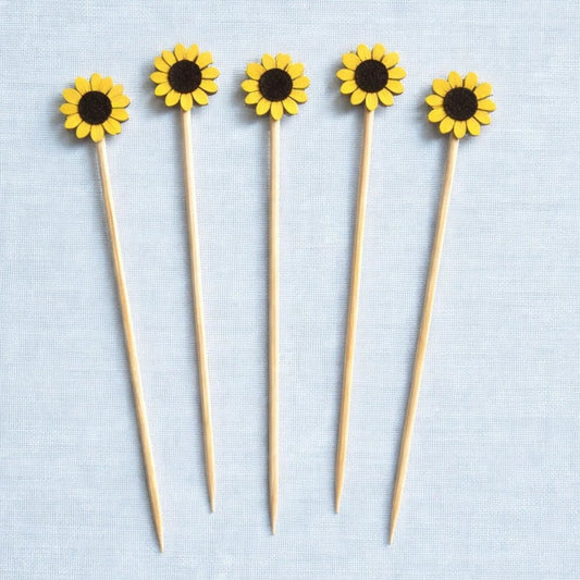 Sunflower cocktail picks by Sip & Shell – summer party decor