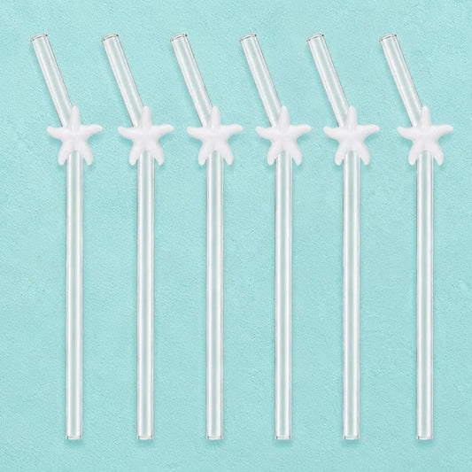 White Starfish Glass Straws