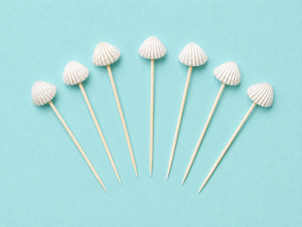 Coastal Party Kit from Sip & Shell: real seashell cocktail picks